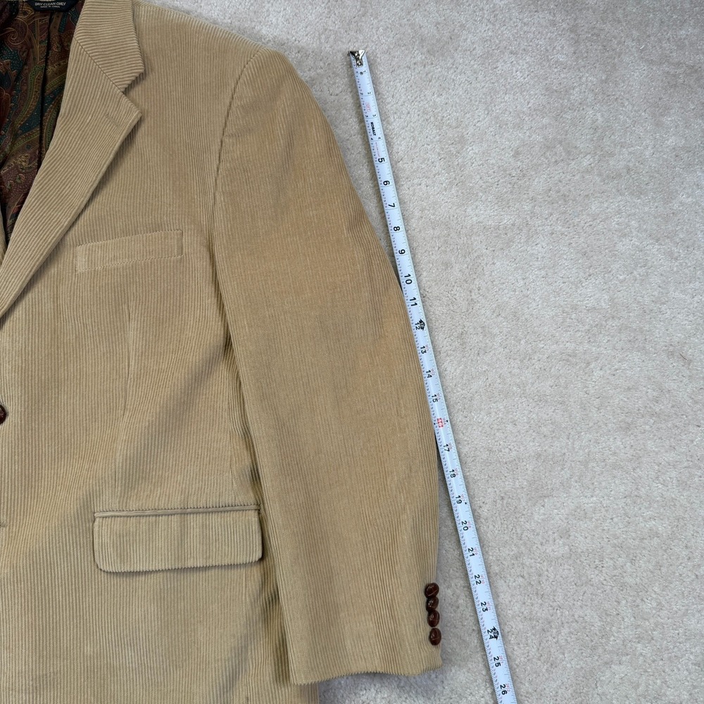 Vintage Lauren Ralph Lauren Corduroy Blazer 43 Regular Light Brown Tan 2 Button - Picture 5 of 10